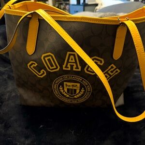 COACH City Tote In Signature Canvas With Varsity Motif